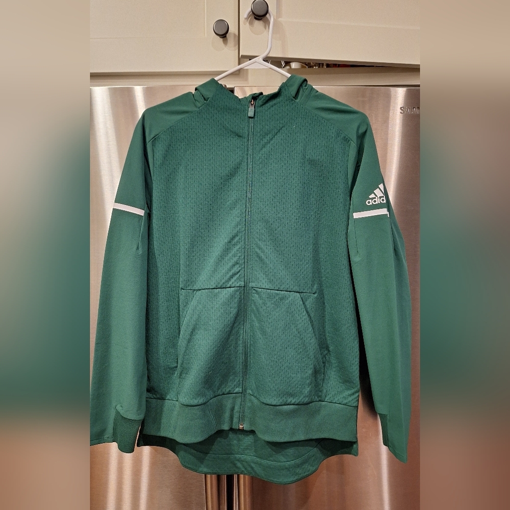 Adidas Green Full-Zip Hooded Jacket